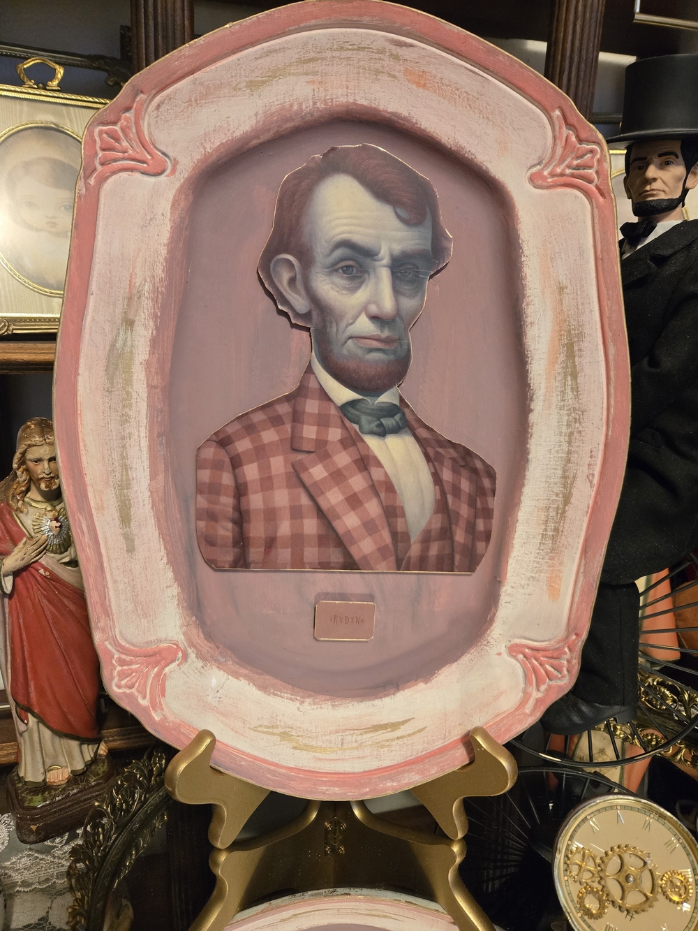 Vintage Style Pink Framed Ryden Portrait Plaque